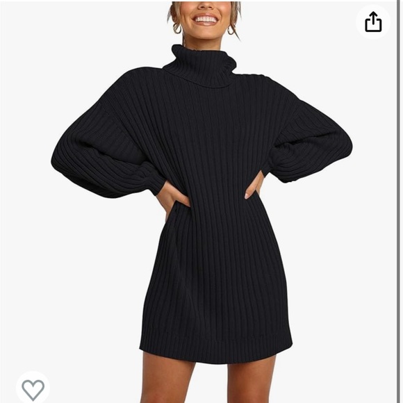 YIBOCK Turtleneck Loose Long Sleeve Pullover Sweater Dress - Picture 5 of 9